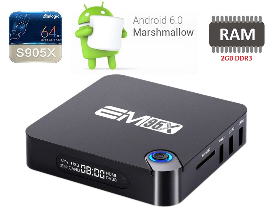 Android TV Box Enybox em95x chip lõi tứ, hệ điều hành Android 6.0 với kho ứng dụng khổng lồ